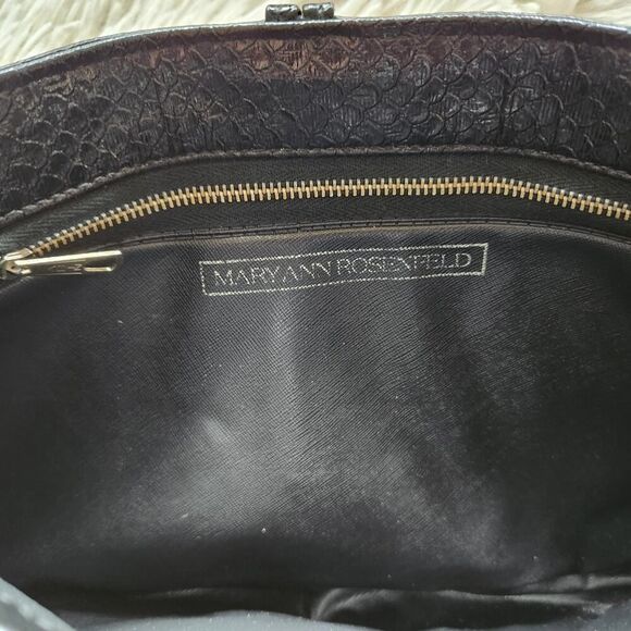 Mary Ann Rosenfeld Clutch Handbag Black Faux Leather 12"Wx8"H Vintage - Picture 7 of 10